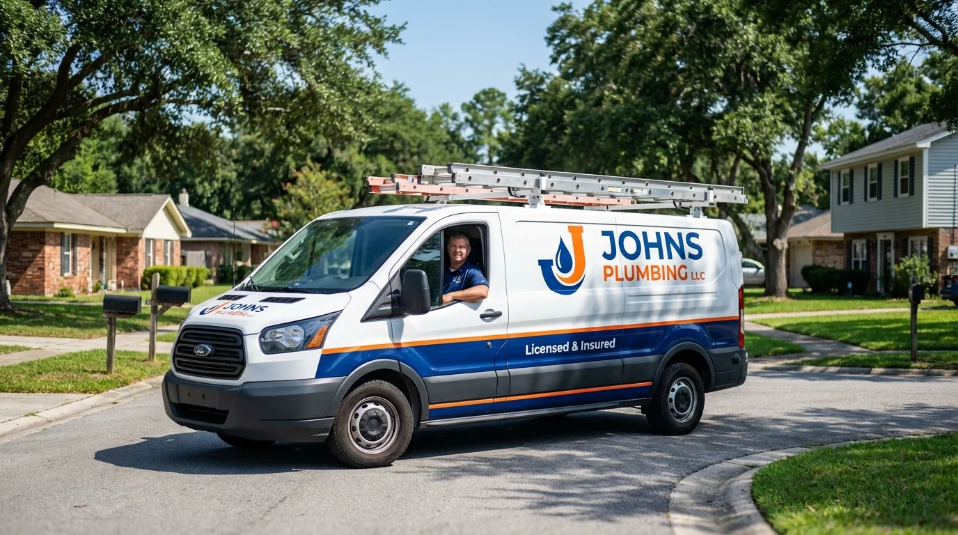 Johns Plumbing LLC service van in Montague, MI