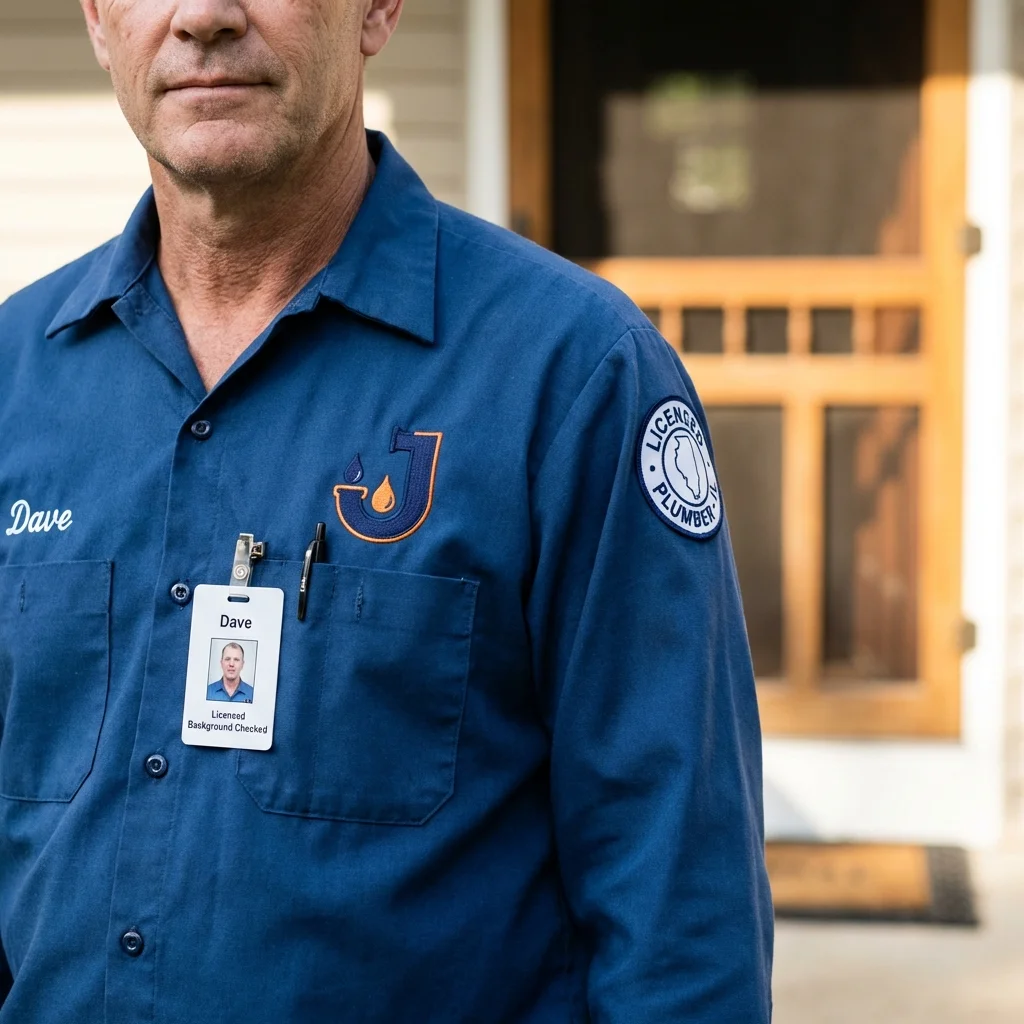 Licensed plumber showing ID badge in Montague, MI
