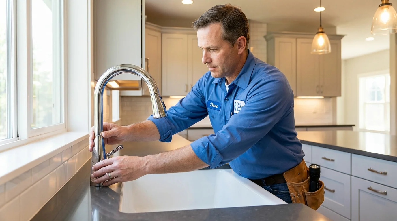 Kitchen faucet installation by Johns Plumbing LLC in Montague
